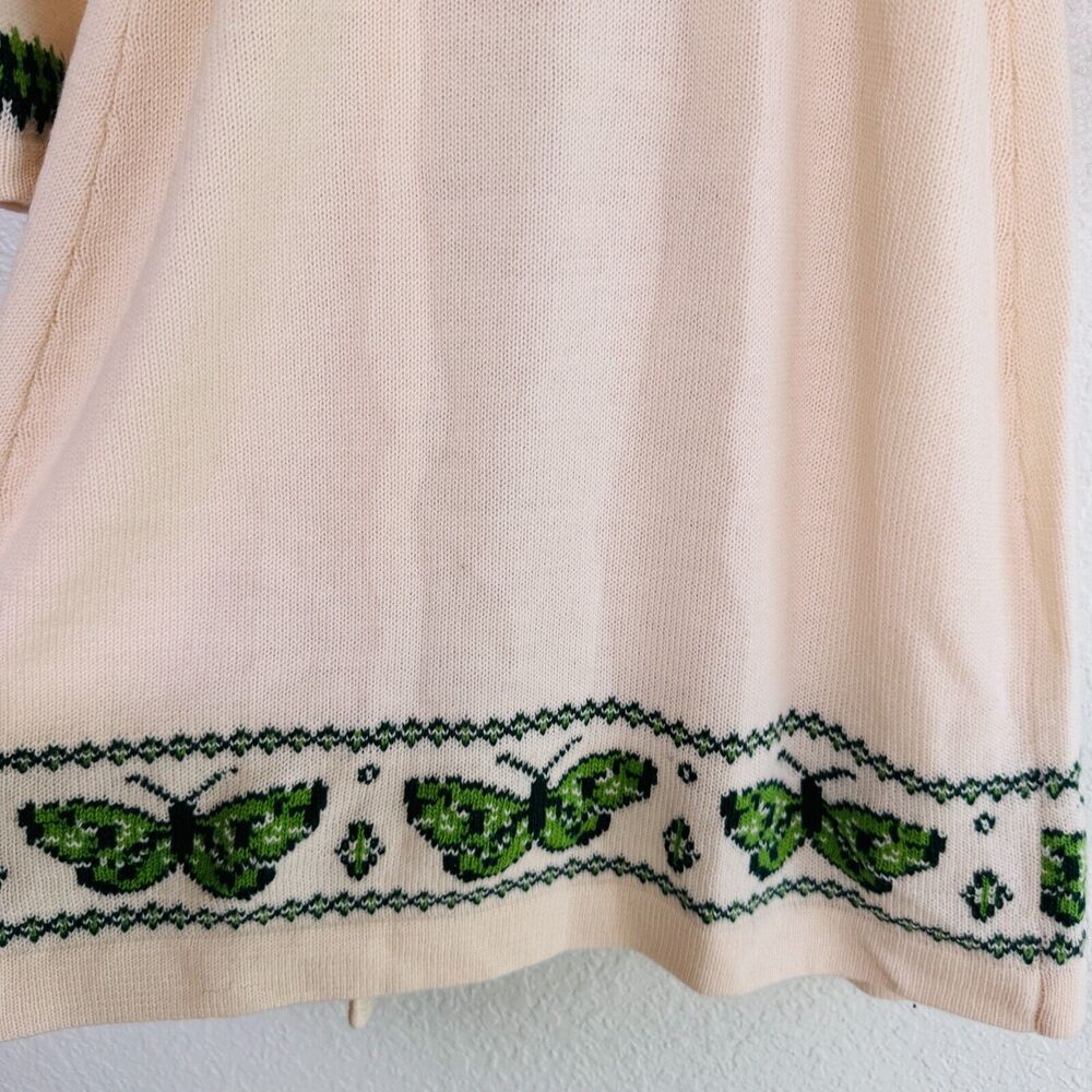 Sky Brand Cardigan Womens Small Wool Butterfly Trim Knit Belted Sweater Y2K NEW - Picture 9 of 12